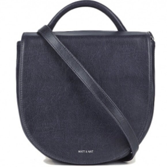 Matt & Nat Black "Parabole" Saddle Crossbody Bag with Flap Closure - Picture 1 of 3